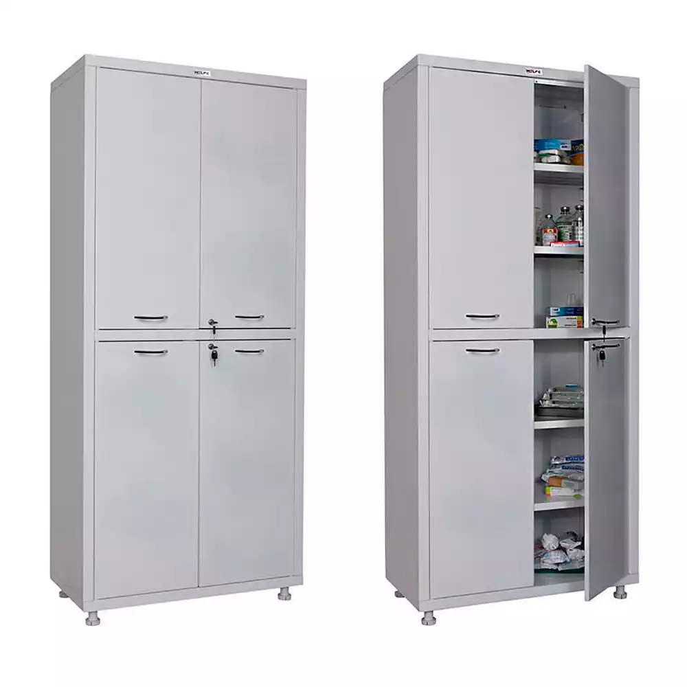 Медицинский шкаф для хранения растворов и медикаментов HILFE МД 2 1780/SS, размер 1750/1850x800x400мм, цвет белый
