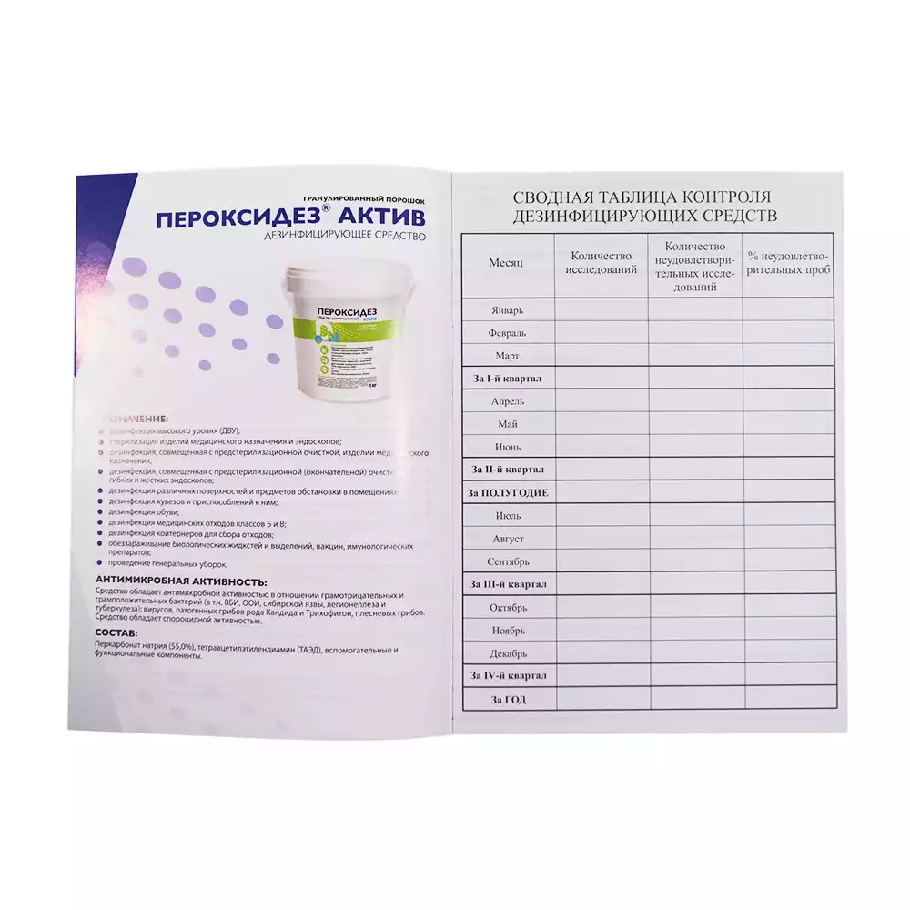 Журнал контроля концентраций рабочих растворов дезинфицирующих и стерилизующих средств