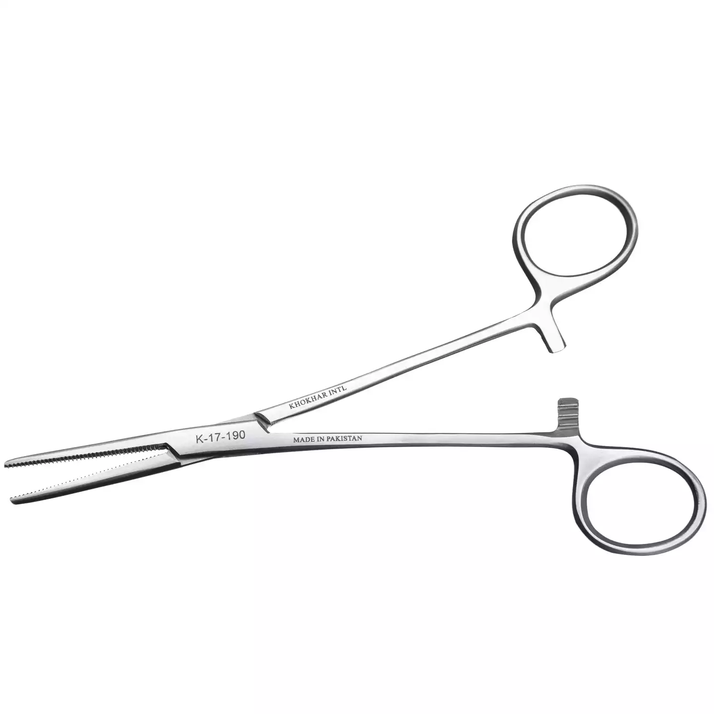 Зажим К-17-190, кровоостанавливающий, зубчатый, прямой №1, длина 160мм, аналог З-92