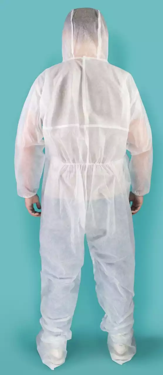 Комбинезон защитный, с капюшоном,рукава на резинке, застежка-молния, БЕЗ бахил, спанбонд 40г/м2, размер 52-54, рост 170-176см, нестерильный (без РУ)