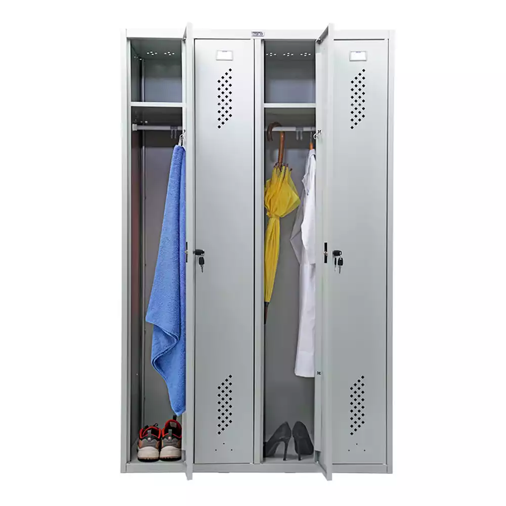 Шкаф для одежды ПРАКТИК МД LS(LE)-41, размер 1830x1130x500мм, цвет серый полуматовый, без РУ