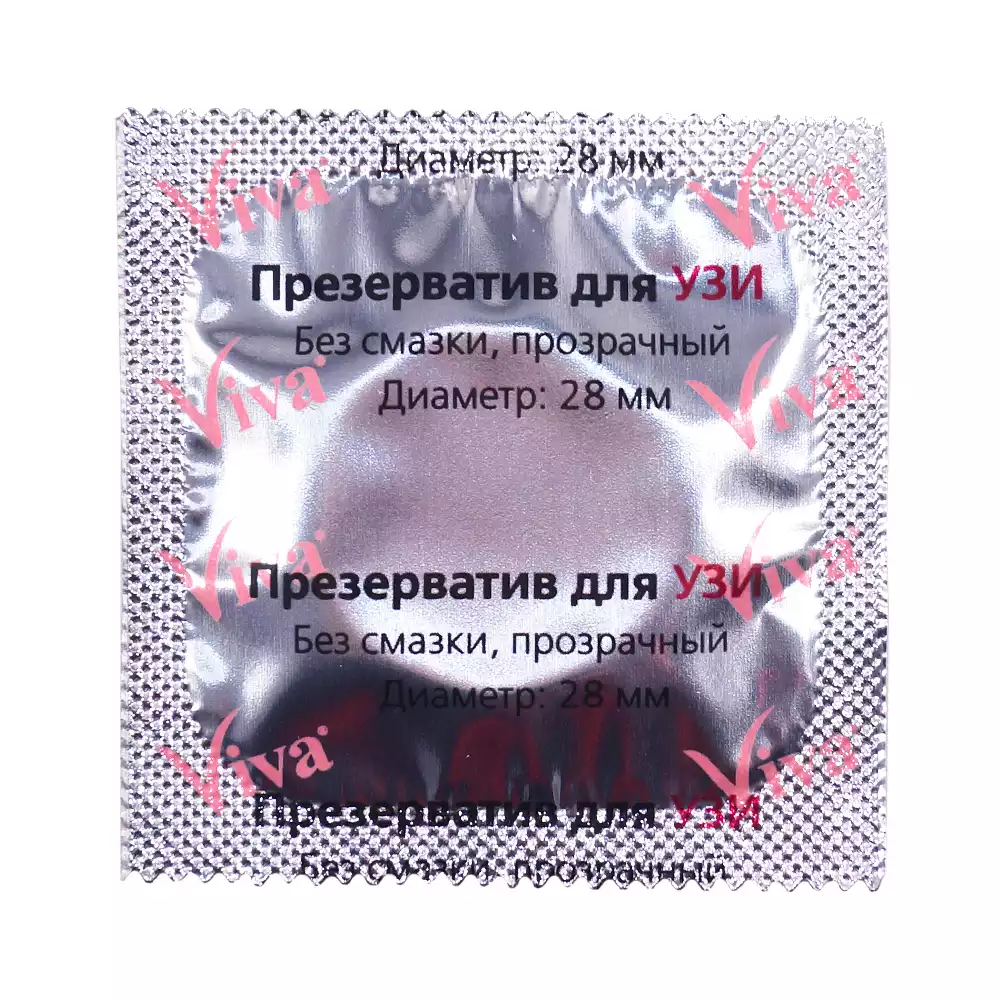 Презерватив Viva для УЗИ (без смазки, без накопителя) прозрачный, диаметр 28мм, одноразовый