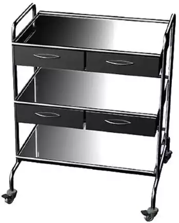 Стол медицинский инструментальный СИя4 3-01 (3М-4), из нержавеющей стали передвижной манипуляционный 3 полки, 4 ящика