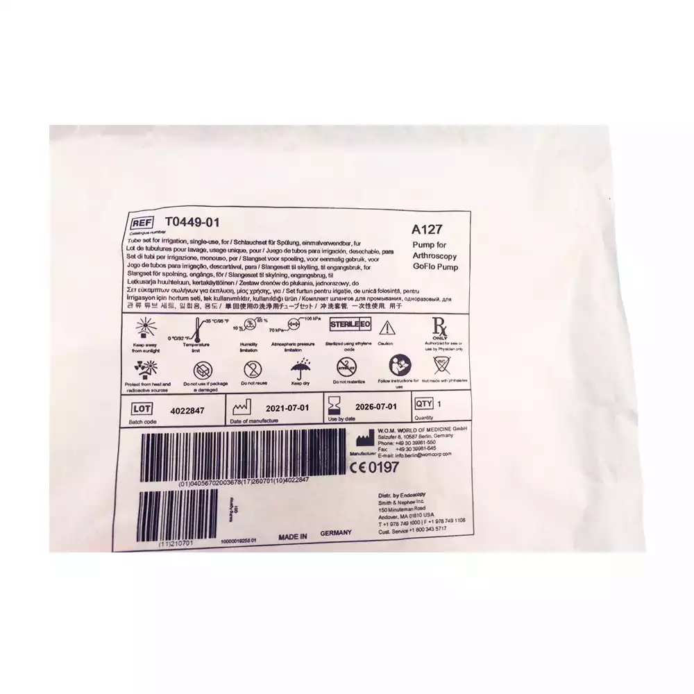 Набор стерильных одноразовых шлангов для артроскопической помпы GoFlo Pump, для переноса жидкости до полости сустава