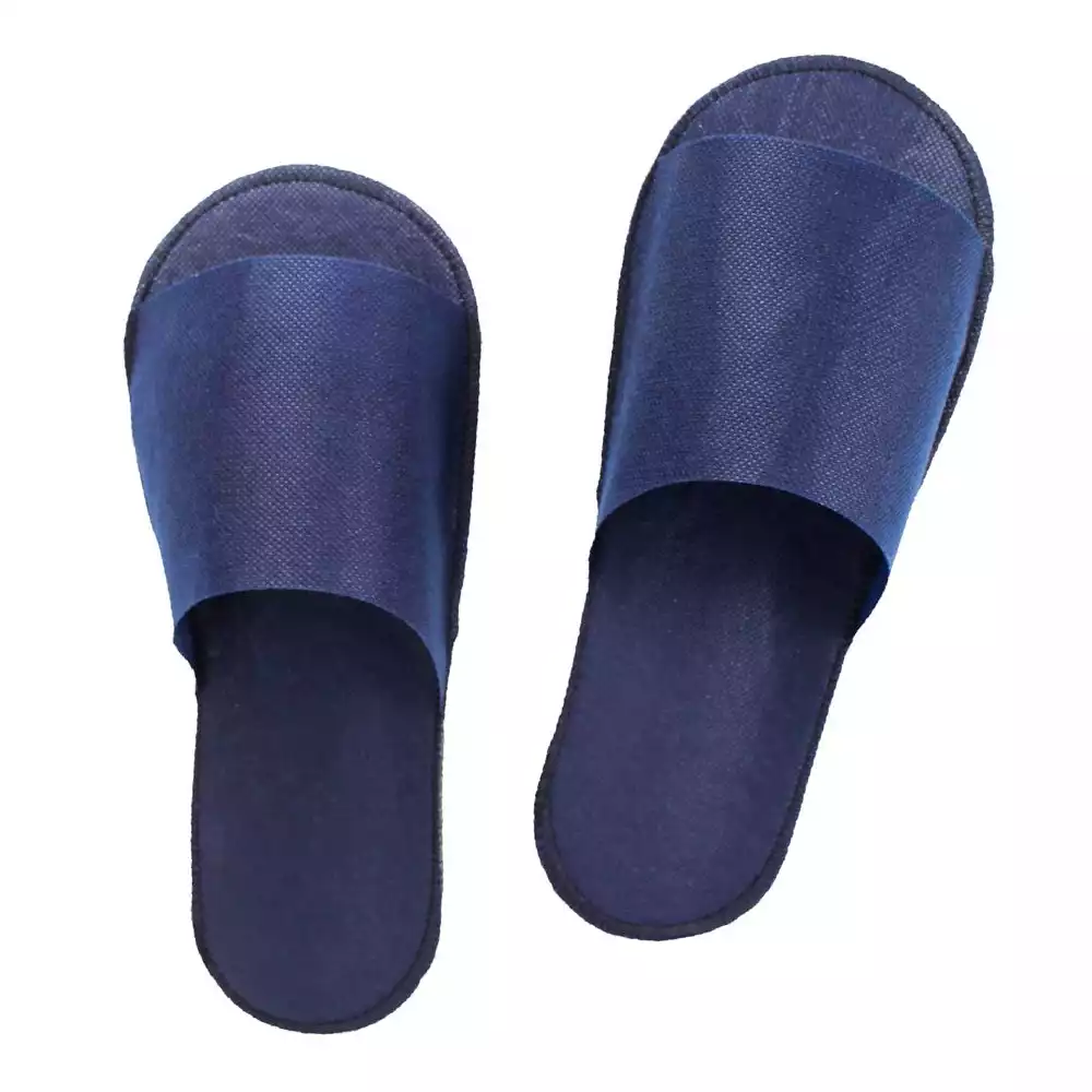 Тапочки одноразовые "Стандарт", с открытым мысом, на жесткой подошве, толщина 5мм, верх - спанбонд, цвет синий, размер 37-42