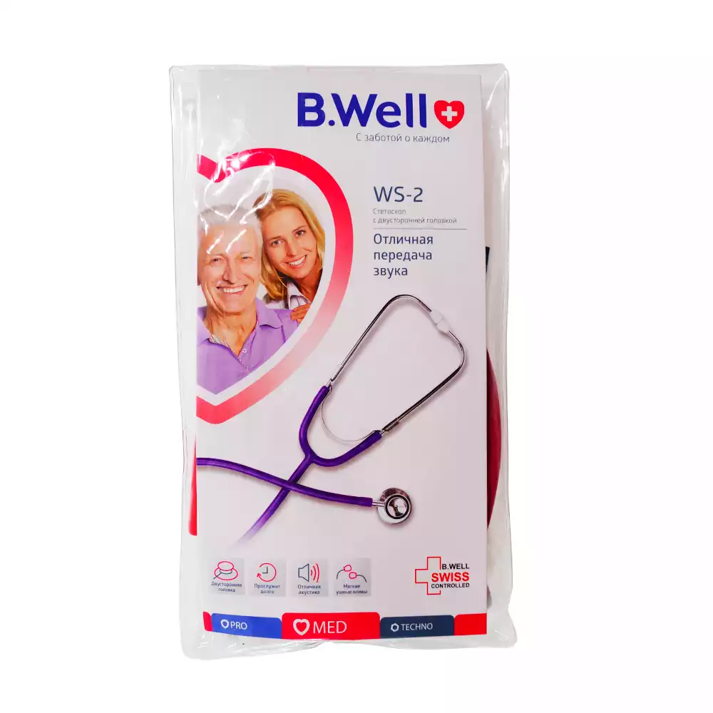 Стетоскоп WS-2, двухголовочный красный