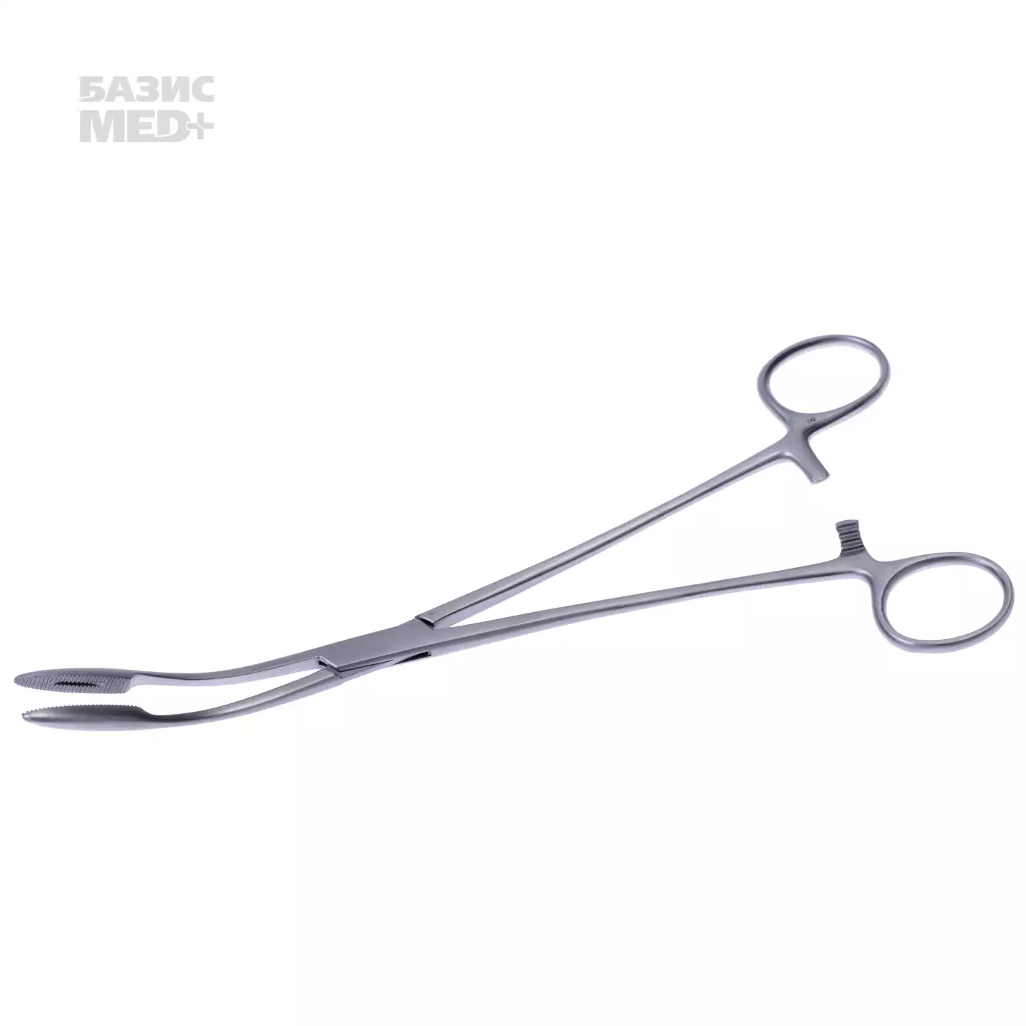 Корнцанг К-19-905, изогнутый, длина 260мм, длина рабочей части 71,5 мм, аналог Щ-20-2