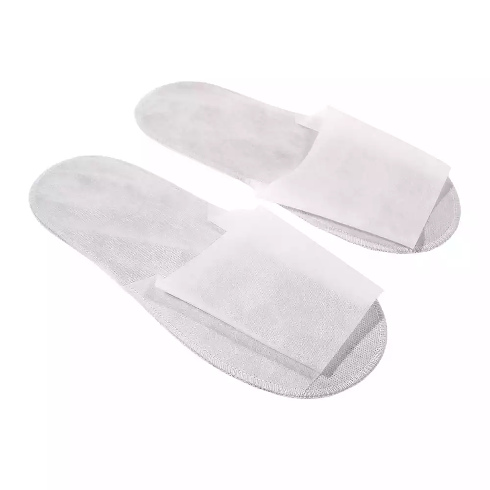 Тапочки одноразовые "Стандарт Плюс", с открытым мысом, на жесткой подошве, толщина 3мм, верх - СМС, размер 37-43, цвет белый