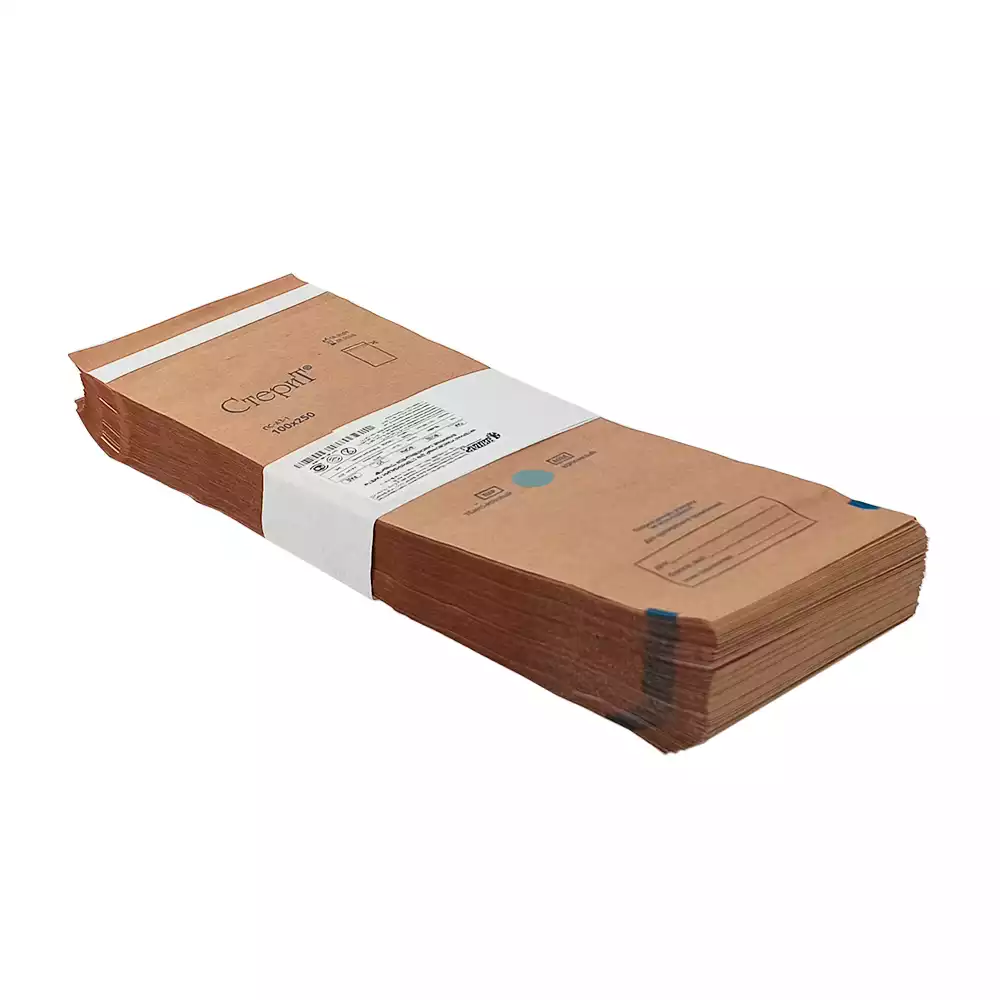 Пакет СтериТ, размер 100*250мм, бумажный, крафт, самоклеющийся, упаковка 100шт