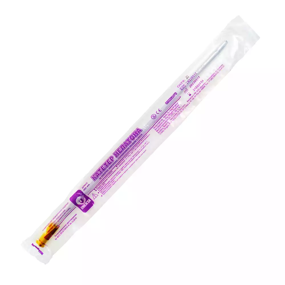 Катетер Нелатона мужской CH-20, длина 40см, диаметр 5,1/6,7мм, цвет желтый, стерильный