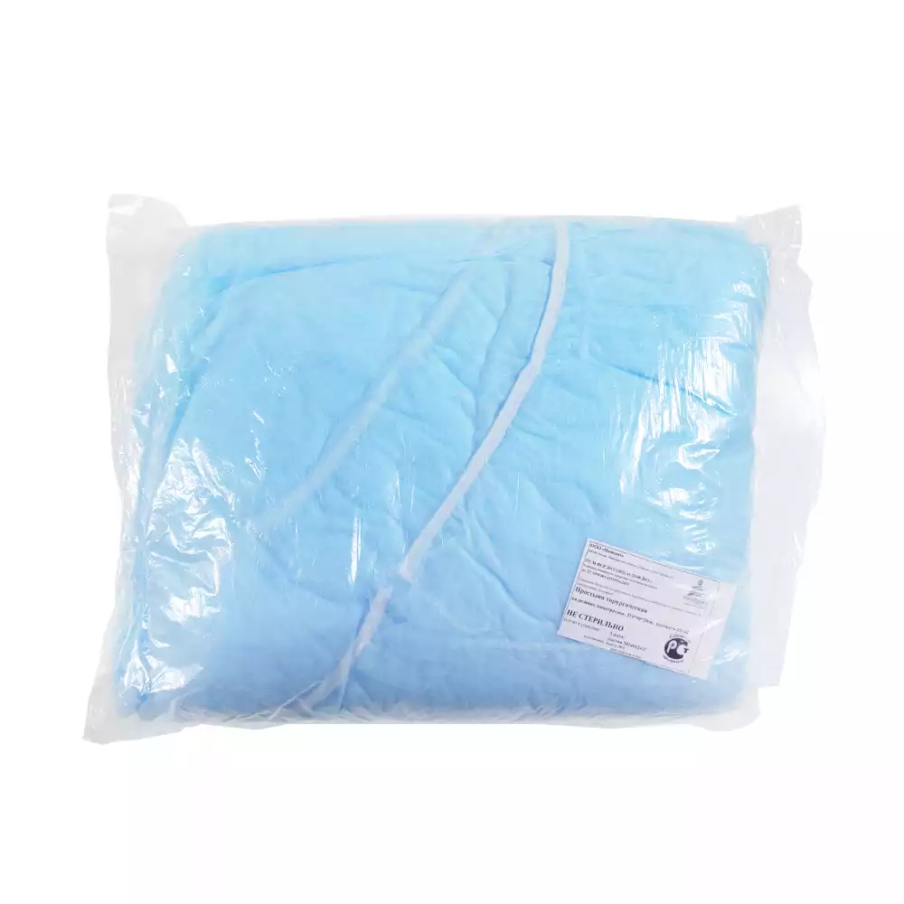 Наматрасник, размер 2,1*0,9*0,2м, с резинкой по периметру, СМС 25г/м2, одноразовый, нестерильный, цвет голубой