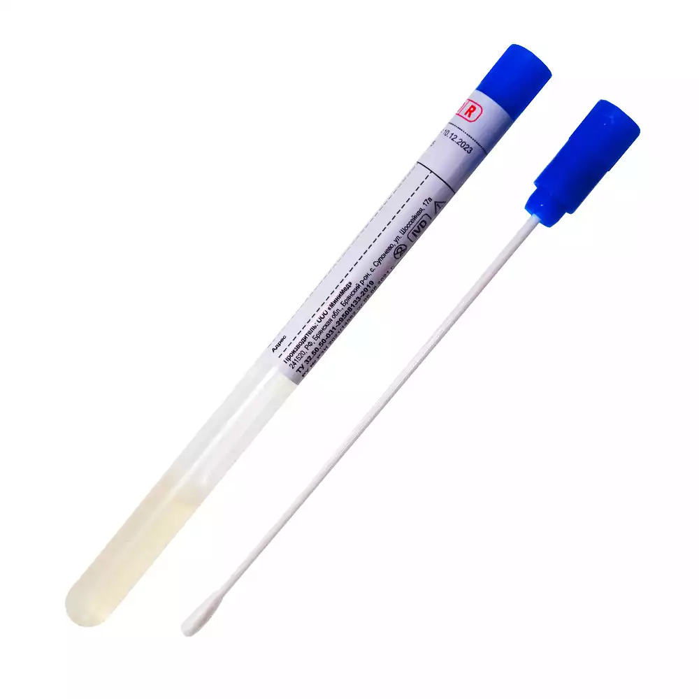 Зонд-тампон (сваб), вискоза, с транспортной средой Стюара, стерильный