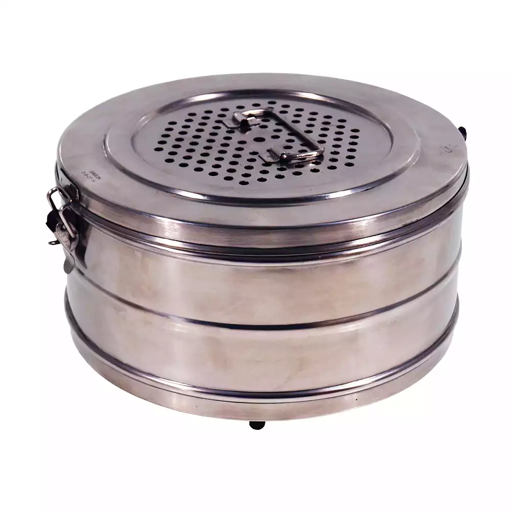 Бикс медицинский D-6 (Коробка стерилизационная), круглый, с фильтрами, объем 9,0л (аналог КСКФ-9)