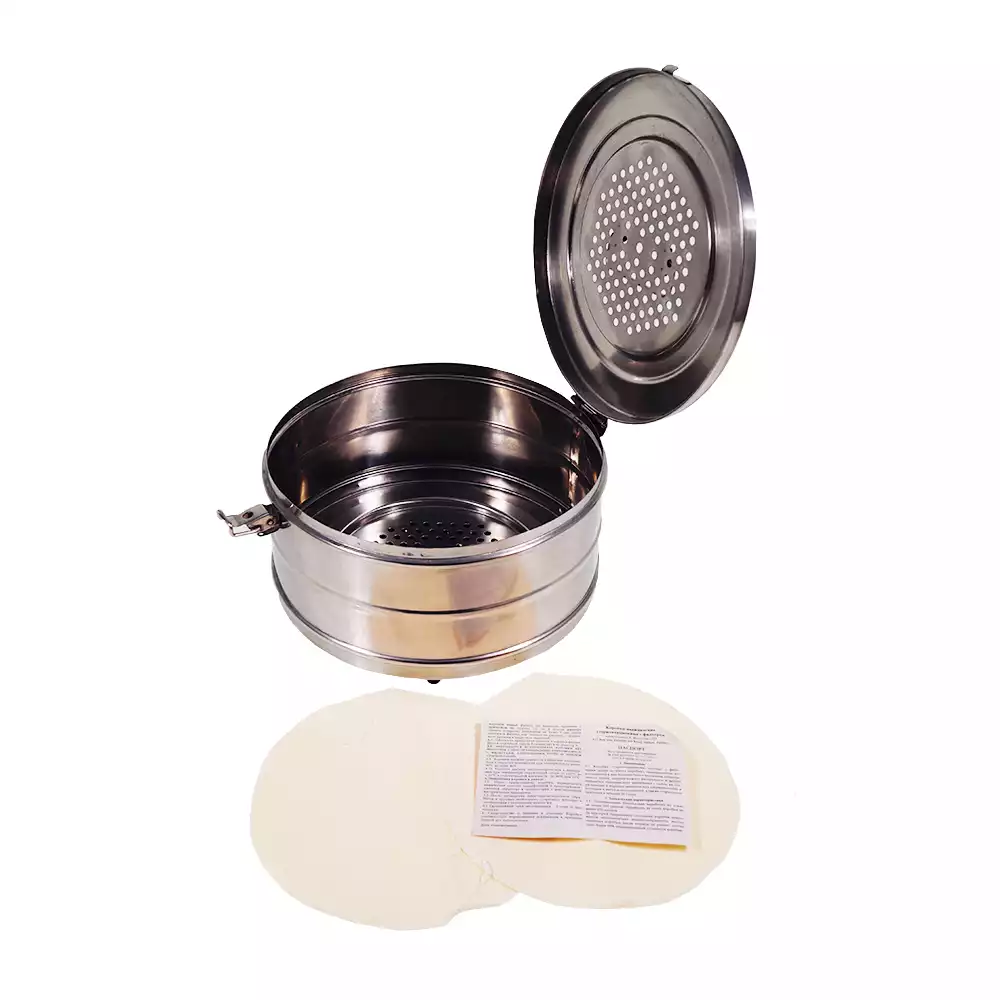 Бикс медицинский D-6 (Коробка стерилизационная), круглый, с фильтрами, объем 9,0л (аналог КСКФ-9)