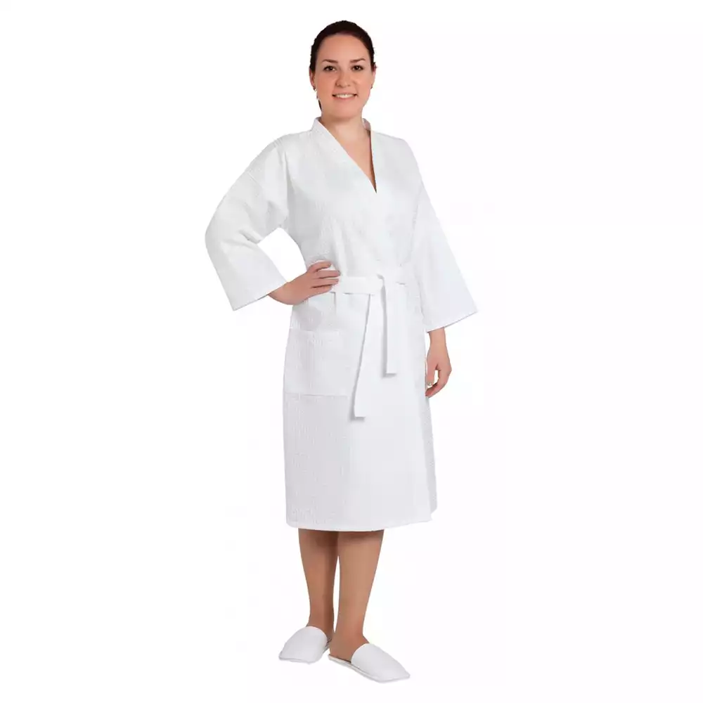 Халат Вафельный "Сауна" р.52-54, ткань вафельная, 100% хлопок, впитываемость 200г/м2