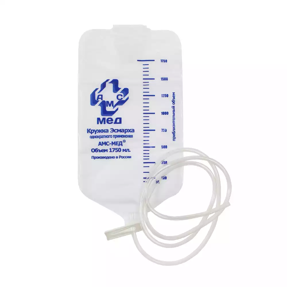 Кружка Эсмарха полимерная, объем 1,75л, одноразовая, стерильная