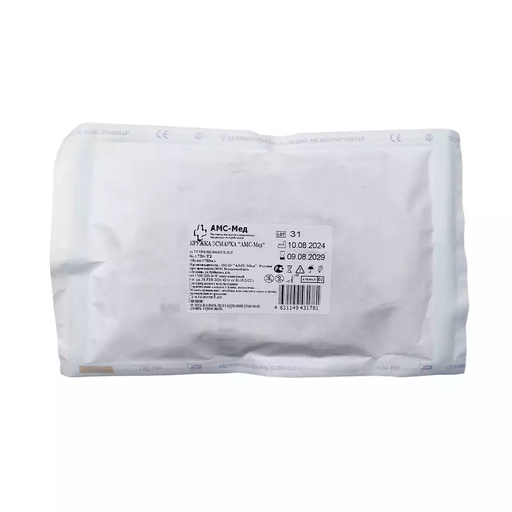 Кружка Эсмарха полимерная, объем 1,75л, одноразовая, стерильная