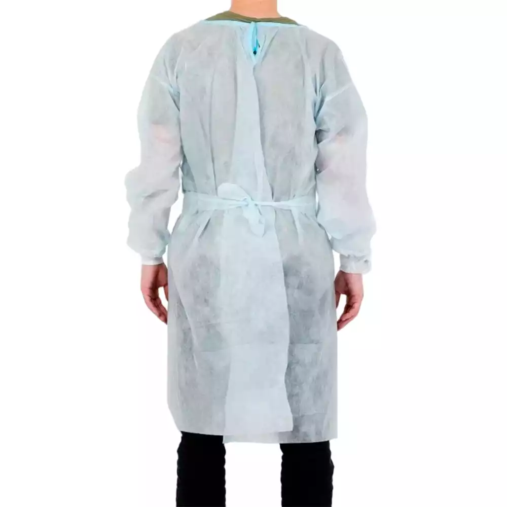 Халат изолирующий одноразовый на завязках, рукав на манжете, материал спанбонд длина 110 см голубой, XXL