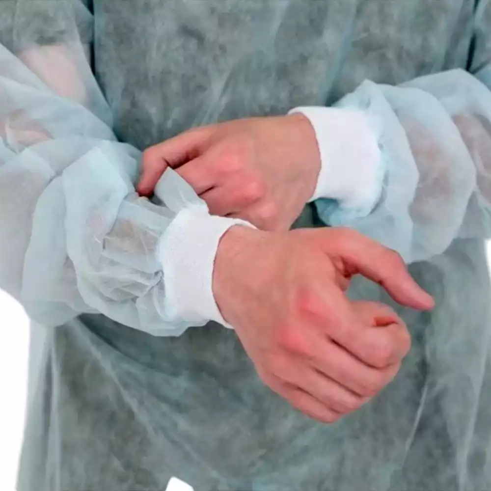 Халат изолирующий одноразовый на завязках, рукав на манжете, материал спанбонд длина 110 см голубой, XXL