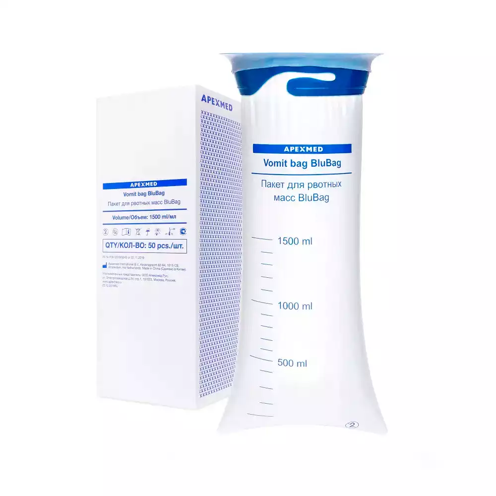 Пакет BluBag гигиенический, для рвотных масс, объем 1500мл, с гелеобразующим веществом