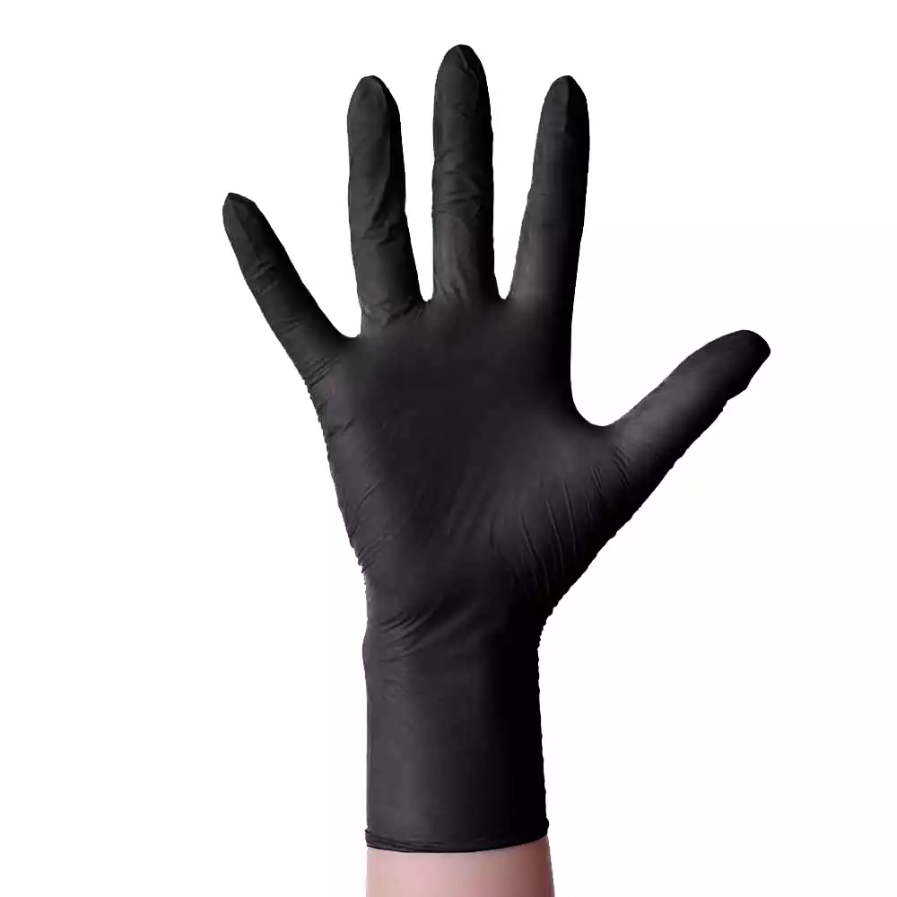 Перчатки Basic Black, размер S, нитриловые, вес 7,0г/пара, неопудренные, текстурированные на пальцах, цвет черный, нестерильные, упаковка 50пар