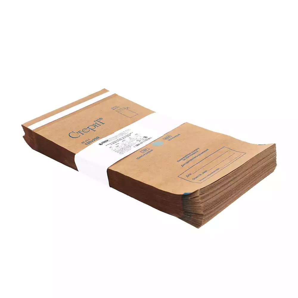 Пакет СтериТ, размер 150*250мм, бумажный, крафт, самоклеющийся, упаковка 100шт