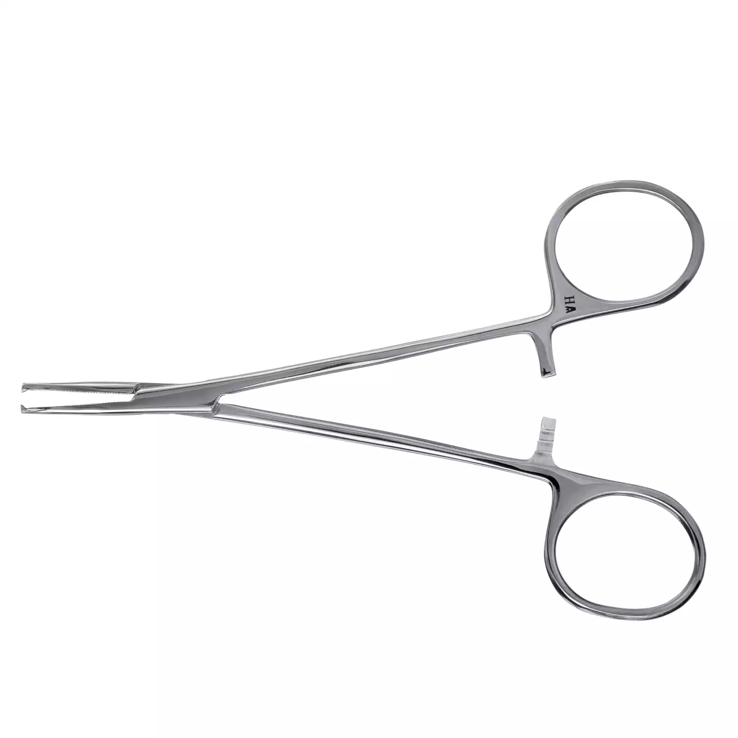 Зажим З-118т кровоостанавливающий, длина 125мм, 1х2 зубый, зубчатый, изогнутый по плоскости, для новорожденных 125 мм